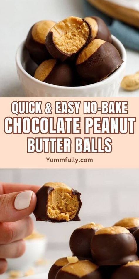 With a deep, nutty flavor, rich chocolate coating, and melt-in-your-mouth consistency, these Chocolate Peanut Butter Balls become favorites among Reese’s cup lovers. So, let’s get started and prepare these delicious and effortless chocolate peanut butter balls! Homemade Reeses Cups, Peanut Butter Balls Easy, Chocolate Peanut Butter Balls, Blueberry Muffin Recipe Easy, Peanut Butter Buckeyes, Candy Bar Cookies, Easy Christmas Candy Recipes, Peanut Butter Balls Recipe, Peanut Butter Bites