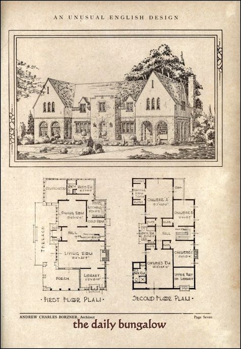 Old House Plans, Vintage Floor Plans, Vintage House Plans, English Manor, Casa Vintage, Tudor House, English Design, Planning Printables, Building Plans