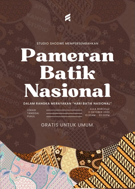 batik,hari batik nasional,hari batik,budaya indonesia,desain template,template design,indonesia,pameran batik,pameran budaya indonesia Batik Graphic Design, Poster Talkshow, Batik Poster, Moodboard Poster, Ilustrasi Satir, Batik Day, Event Poster Design Inspiration, Batik Malaysia, Malaysian Batik