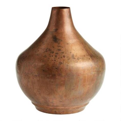 Copper Vintage Patina Metal Jug Vase | World Market Patina Metal, Copper Vase, Terracotta Floor, Vase Collection, Copper Planters, Table Decor Living Room, Jug Vase, Wood Vase, Metal Vase