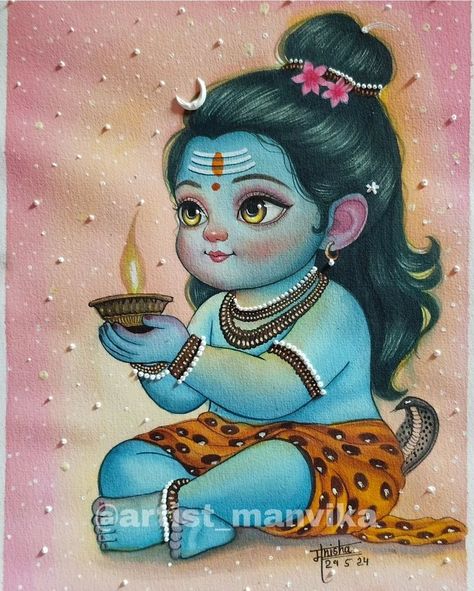 Cute Shivji Drawing, Shiv Ji Rangoli, Shiv Painting Easy, Shiv Ji Painting On Canvas, Mahadev Painting Canvas, Cute Shiv Ji, Bholenath Painting, Shiv Ji Painting, Shivji Drawing