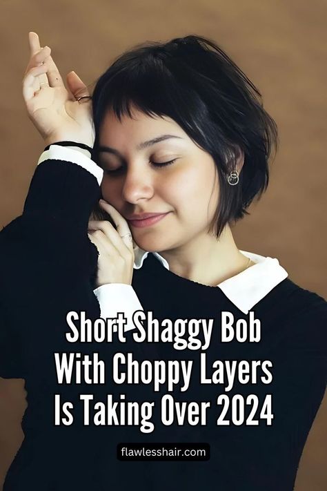 Shaggy Bob With Choppy Baby Bangs Choppy Bob Fringe, Very Short Bangs Hairstyle, Kirsten Dunst Bob, Short Bob Long Front Short Back, Shoulder Length Hair Micro Bangs, Short Hair Ideas With Layers, Cute Short Hair For Women, Short Bob With Short Fringe, Slanted Bob Haircut Short Hair