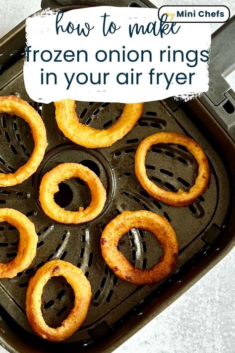 How to easily cook frozen onion rings in your air fryer! Frozen Onion Rings In Air Fryer, Air Fry Frozen Onion Rings, Air Fryer Onion Rings Recipe Easy, Onion Ring Air Fryer, Homemade Onion Rings Air Fryer, Shoestring Onion Rings Air Fryer, Air Fryer Frozen Onion Rings, Onion Rings Air Fryer, Frozen Onion Rings