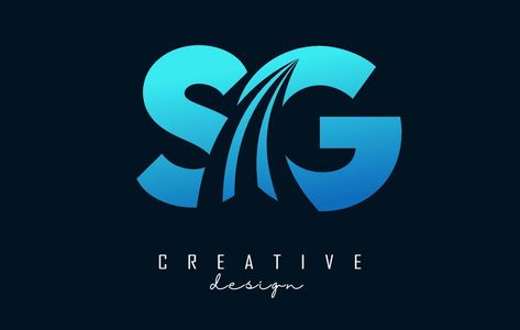 Creative blue letters SG s g logo with leading lines and road concept design. Letters with geometric design. Sg Logo Design, Sg Logo, Photography Name Logo, Leading Lines, Blue Letters, Design Letters, G Logo, Banner Background Images, Banner Background