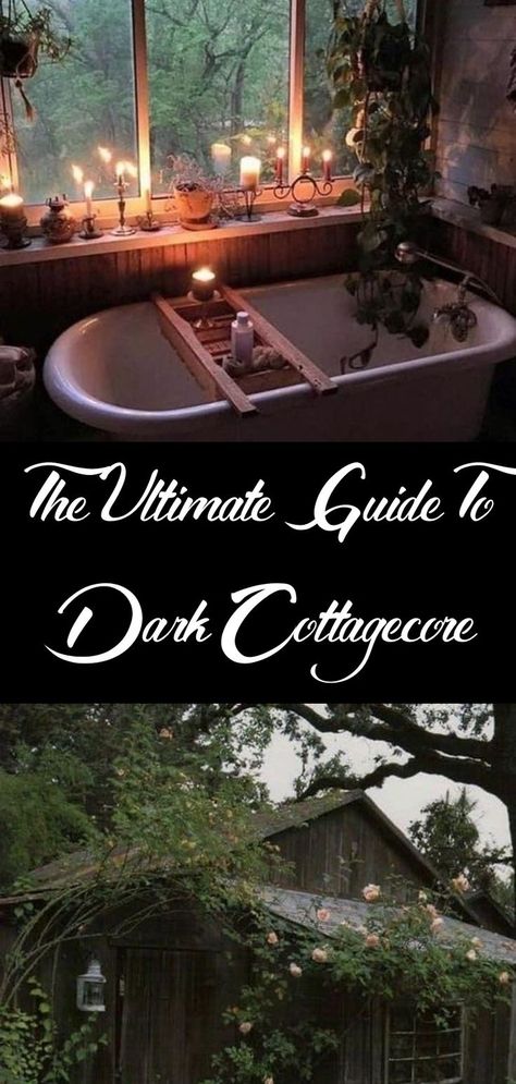 Gothic Cottagecore Bathroom, Dark Cottagecore House Aesthetic, Cottagecore Goth Aesthetic Room, Witchy Cottagecore Aesthetic House, Witchy Cottagecore Decor, Witch Cottage In The Woods, Cottage Core Witchy Aesthetic, Cottagecore Goth Room, Witchcore Home Aesthetic