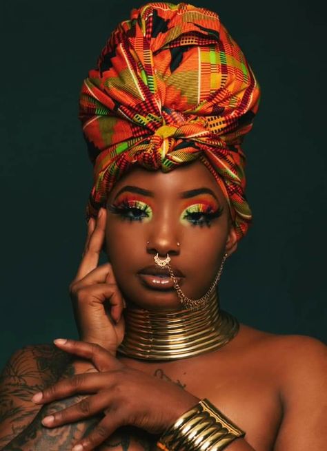 African Themed Photoshoot, African Queen Photoshoot, Black Goddess Photoshoot, Photoshoot African, Headwrap Styles, Braided Headwrap, Black Photography, African Queen, Model Face