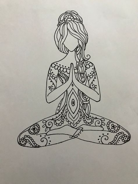 Meditation Drawing Sketch, Healing Doodles, Buddha Meditation Art, Meditation Doodle, Meditation Art Spirituality, Practice Sketches, Yoga Themes, Art Meditation, Fitness Art