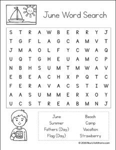 June Word Search Printables for Kids (Easier Version) | Real Life at Home June Worksheets, Substitute Teacher Tips, Butterfly Poems, Summer Puzzle, Stimulating Activities, Journal June, Alzheimers Activities, Therapy Activity, Printable Puzzles For Kids