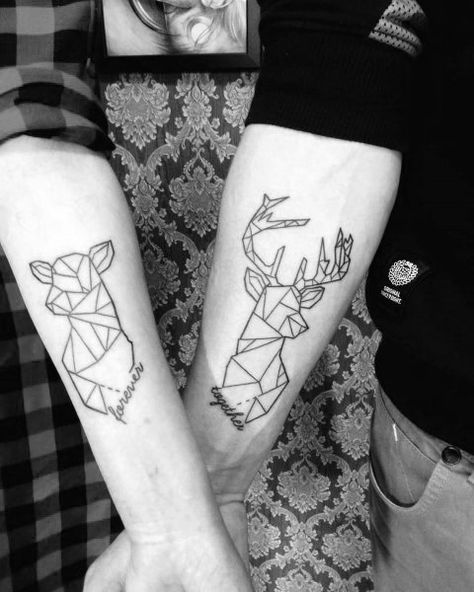 #Tattoos,Cool Deer Tattoos Infinity Tattoos For Couples, Tattoos For Couples, Matching Couple Tattoos, Infinity Tattoos, Matching Couple, Couple Tattoos, Tattoo Ideas, Deer, Tattoos