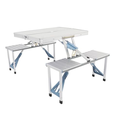 Arrives by Wed, Jun 1 Buy SalonMore Portable Folding Picnic Table with 4-Person Chair Seats Foldable Table Aluminum Alloy at Walmart.com Aluminium Chair, Camping Picnic Table, Portable Picnic Table, Table With Chairs, Folding Picnic Table, Camping Furniture, Foldable Table, Bench Set, Folding Furniture