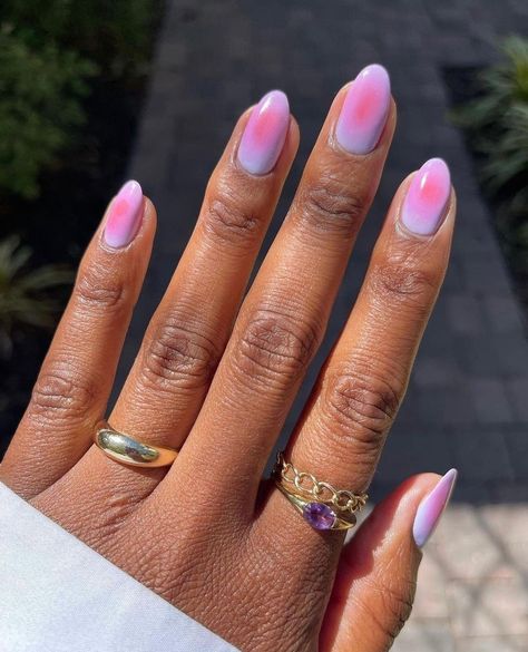 Blue Nails Aura, Baby Blue Aura Nails, Blue And Pink Aura Nails, Pink And Blue Aura Nails, Summer Nails Aura, Aura Gel Nails, Summer Aura Nails, Aura Nails Blue, Aura Nails Short