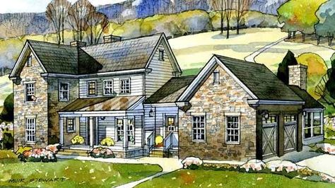 SL1718 Future Farmhouse, Garden Exterior, Ranch Houses, House In The Country, English Farmhouse, Farmhouse Garage, Southern Living House Plans, Farmhouse Floor Plans, Vintage House Plans