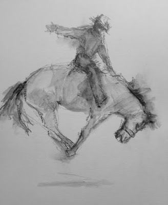 Bronc Rider - original figurative water soluble pencil drawing Bronc Rider, Rodeo Horses, Oil Pastel Paintings, Graphite Drawings, Pastel Painting, Horse Rider, Pencil Drawing, Free Art, Oil Pastel