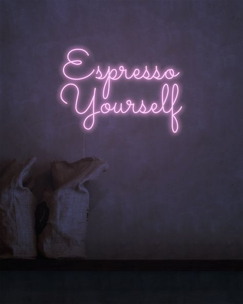 Espresso Yourself Neon Light - Small / Light Pink / Whole Board Coffee Bar Neon Sign, Coffee Blossom, Coffee Neon Sign, Coffee Signage, Coffee Interior, Coffee/wine Bar, Espresso Yourself, Neon Effect, Small Coffee Shop