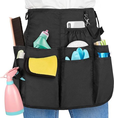 Amazon.com: LoDrid Professional Cleaning Apron with 9 Pockets and Adjustable Waist Belt, Water-resistant Cleaning Caddy Aprons for Cleaning Work of House Hotel, Black : Tools & Home Improvement Cleaning Apron, Cleaning Caddy, Tool Apron, Mechanic Gloves, Thanksgiving Travel, Orange Clove, Folding Laundry, Custom Aprons, Garbage Bags