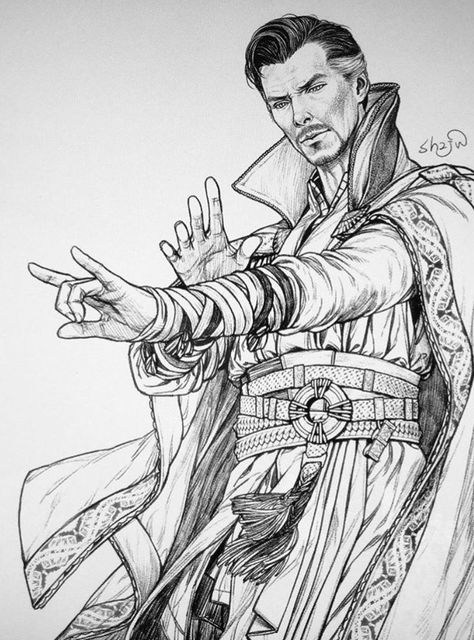 Concentracion... Doctor Strange Drawing, Doctor Strange Art, Marvel Art Drawings, Avengers Drawings, Drawing Superheroes, Comic Book Drawing, Avengers Art, Doctor Strange Marvel, Marvel Drawings