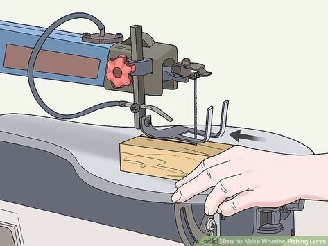 How to Make Wooden Fishing Lures (with Pictures) - wikiHow Wooden Fishing Lures, Diy Fishing Gear, Bottle Cap Fishing Lures, Best Fishing Lures, Band Saws, Ice Fishing Lures, Scroll Saws, Antique Fishing Lures, Homemade Fishing Lures