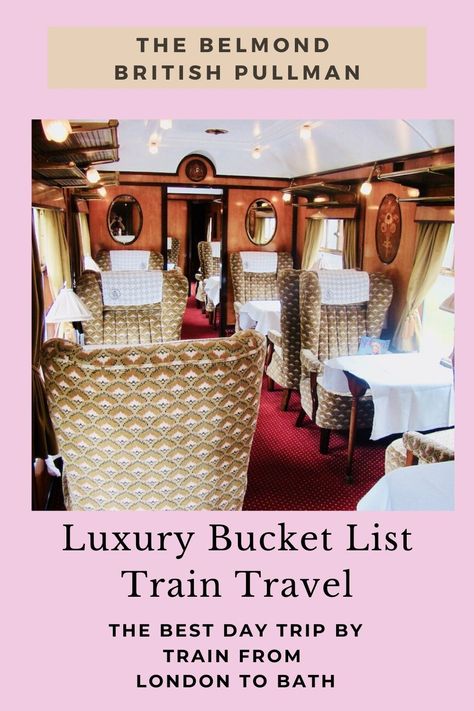 Everyone loves luxury train travel and this one from London to Bath is the best one in the UK. #train #travel #luxury #London #uk #bath #belmond #orientexpress Belmond British Pullman, Luxury Train Travel, British Pullman, Pullman Train, Bucket List Holidays, Luxury Trains, European Bucket List, Bath Luxury, Europe Honeymoon