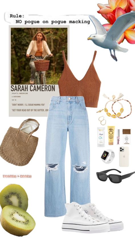 Obx Inspired Outfit Winter, How To Dress Like Sarah Cameron, Obx Outfits Winter, Sarah Obx Outfits, Sarah Outer Banks Outfits, Sarah Cameron Style, Outerbanks Aesthetic Outfits, Sarah Cameron Outfits, Pogue Life Outfits