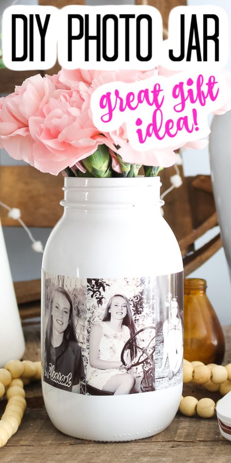 Easy Mason Jar Crafts Diy, Mason Jar Picture, Mason Jar Photo, Jars Decoration Ideas, Easy Mason Jar Crafts, Mason Jar Craft, Idea Craft, Mason Jar Vase, Mason Jar Projects