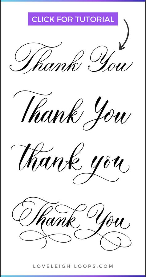 Writing thank you in calligraphy makes your expression of gratitude even more special! Make your thank you gifts or quotes extra special by writing, or use this calligraphy tutorial (and free worksheets!) to make your own DIY thank you cards. This is a simple calligraphy tutorial from Loveleigh Loops that will help you improve your handwriting Hand Lettering Alphabet Fonts Creative, Thank You Font, Hand Lettering Alphabet Fonts, Thank You Writing, Calligraphy Thank You, Font Bubble, Calligraphy Lessons, Calligraphy Tutorial, Calligraphy Cards