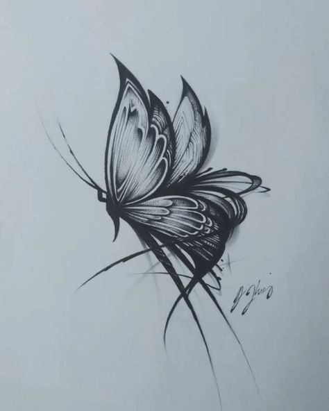 Butterfly Drawing Tattoo, Futuristic Butterfly, Angle Tattoo, Storm Tattoo, Delicate Tattoos For Women, Butterfly Name Tattoo, Tim Burton Tattoo, His Tattoo, Tattoo Coloring Book