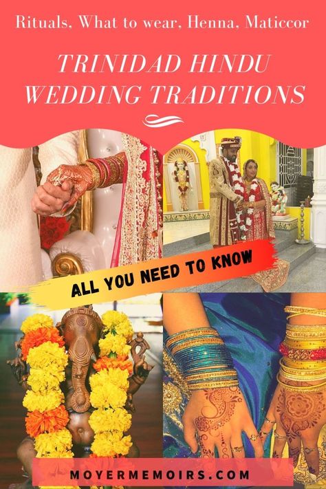 Learn about Hindu wedding traditions that are performed at a traditional ceremony in Trinidad. I participated and listened to the interpreter explain all the elements so that I could share them with you! Important questions answered about: What to wear at a Hindu wedding, What is Maticoor Night, Saffron root, Kanyadan ritual, origin of Tying the KNOT, Saptapadi ritual, Sindoor on a Hindu bride, Trinidad and Tobago, how to show love during a wedding, taking 7 steps at a Hindu wedding, temple Trinidad Wedding Traditions, Hindu Culture, Hindu Bride, Wedding Traditions, Wedding Rituals, Tying The Knot, Hindu Wedding, Wedding Stage, Wedding Item