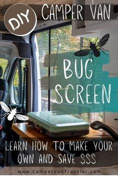 Camper Van Bug Screen, Van Window Covers Diy, Van Diy Ideas, Cheap Van Conversion, Small Van Life Interior, Camper Van Decor, Camper Van Interior Ideas, Ford Transit Conversion, Cheap Van