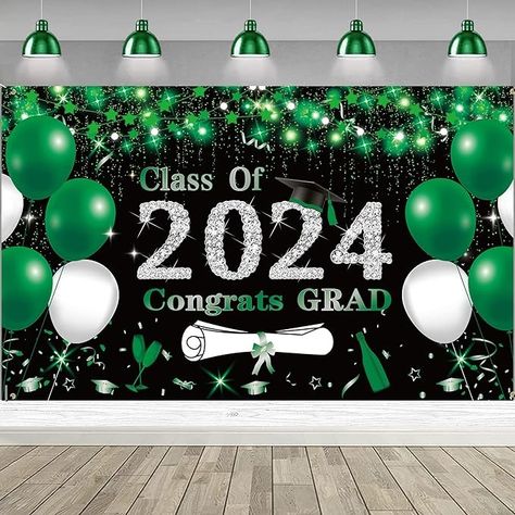 Amazon.com: DARUNAXY Graduation Party Decorations, 6x3.6ft Black & Green Class of 2024 Graduation Banner for Men Women 2024 Congrats Grad Party Supplies Congratulations Graduates Backdrop Masters Graduation Party : Office Products Photo Booth Backdrop Graduation, Gold Graduation Decorations, Birthday Streamers, Promotion Decoration, Happy Easter Banner, Graduation Party Banners, Booth Backdrops, Retirement Party Decorations, Graduation Party Decorations