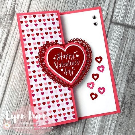 4 simple fun fold cards to make for Valentine's Day. These are pretty quick and simple card designs that are sure to WOW your family and friends. Valentine Cards To Make, Stampin Up Valentine Cards, Valentines Day Cards Diy, Stampin Up Anleitung, Valentine Heart Card, Simple Card Designs, Valentines Day Cards Handmade, Valentine Love Cards, Cards To Make