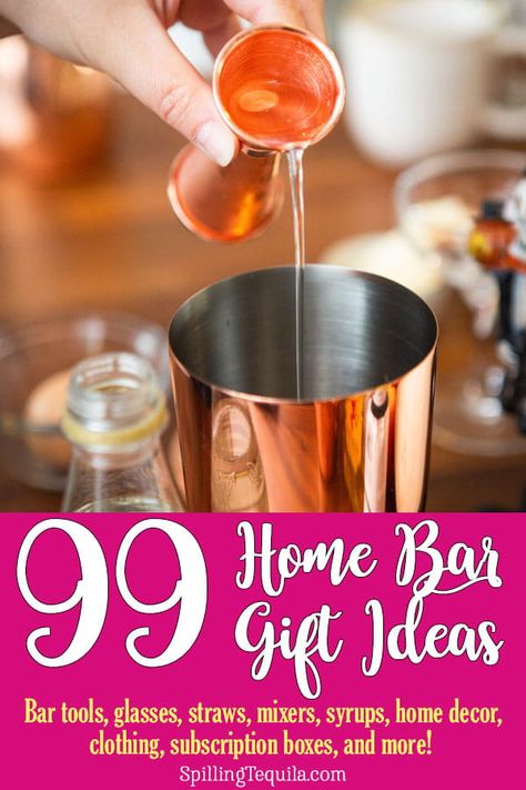 Buying gifts for the cocktail enthusiasts in your life is easier than ever with our comprehensive gift guide. Check out these recommendations for bar tools, glasses, mixers, alcohol, bar decor, subscription boxes and more! Home Bar Gift Ideas, Bar Gift Basket Ideas, Bar Accessories Ideas, Bar Gift Ideas, Bar Gift Basket, Mixology Gifts, Alcohol Mixers, Home Bartender, Home Bar Essentials