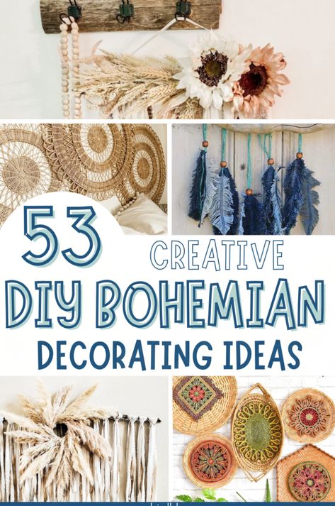 Unique hippie home decor ideas. There are so many bohemian style ideas that are also upcycle decor in this post. From boho wall decor made from thrift store junk to decorating a bohemian bedroom, you'll find so many easy and fun DIY bohemian decorating ideas here. Decorate your interior and outdoor space with these diy boho decor ideas. Boho Diy Crafts, Boho Diy Decor, Boho Decor Diy Bohemian Homes, Bohemian Decorating Ideas, Diy Boho Wall Decor, Boho Fabrics, Diy Boho Home Decor, Diy Bohemian Decor, Boho Sheek