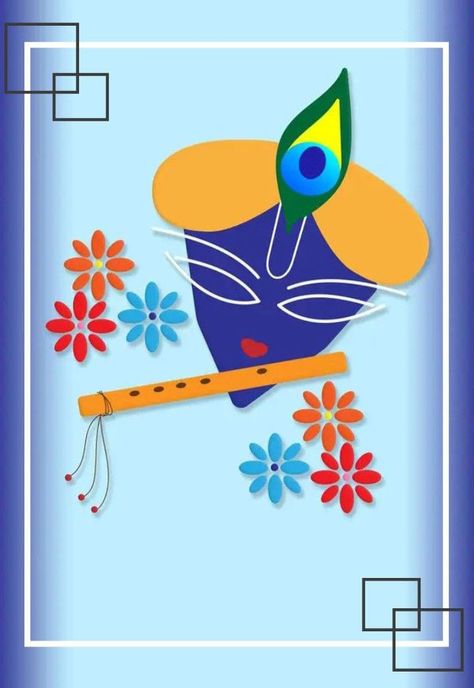 Krishnaji Painting, Krishna Painting For Kids, Janmashtami Crafts For Kids, Krishna Craft For Kids, Krishna Jayanthi Crafts For Kids, Janmastami Drawing For Kids, Morpankh Design, Janmashtami Activity For Kids, Morpankh Drawing