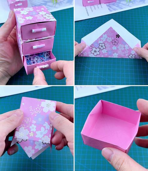 Easy Origami Storage Box DIY Desk Organizer Drawer | origami, desk, paper | How To Make Paper Chest Of Drawers at Home :) | By Simple Crafts Diy Paper Drawer Organizer, Origami Storage, Diy Desk Organizer, Storage Box Diy, Origami Boxes, Desk Organization Diy, Paper Dolls Diy, Simple Crafts, How To Make Origami