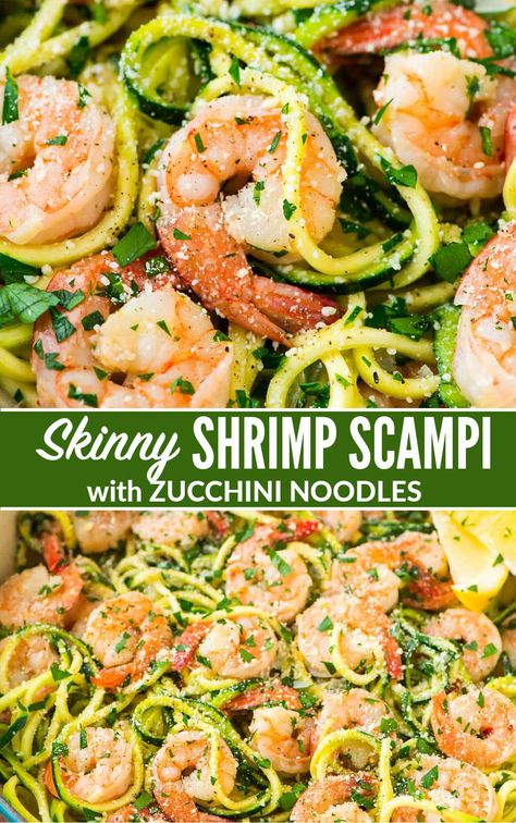 Shrimp Scampi With Zucchini Noodles, Healthy Shrimp Scampi, Shrimp Pasta Dishes, Resep Pasta, Clean Eating For Beginners, Clean Eating Recipes For Dinner, Healthy Shrimp, Resep Diet, Spiralizer Recipes