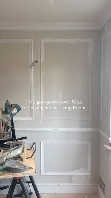 Room Decor Under Budget, Coving And Panelling, Living Room Coving Ideas, Bedroom Coving Ideas, Coving Ideas Bedroom, Victorian Coving Living Rooms, Bedroom Coving, New Build Living Room Ideas Uk, Coving Ideas Living Rooms