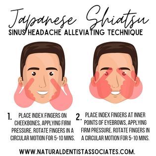 Natural Dentist Associates - Sinus pressure is connected to a few key acupressure points. Before reaching for an over-the-counter decongestant, try working some of your facial pressure points to relieve sinus pressure naturally, from the comfort of your own home!  #SinusPressure #Acupressure #FacialMassage #Facial #Shiatsu #NaturalMedicine #HolisticHealth #Sinus #NaturalDentistAssociates | Facebook Pressure Points For Sinus Relief, Facial Pressure Points, Sinus Blockage, Relieve Sinus Pressure, Reflexology Chart, Sinus Relief, Sinus Pressure, Pressure Point, Tension Headache