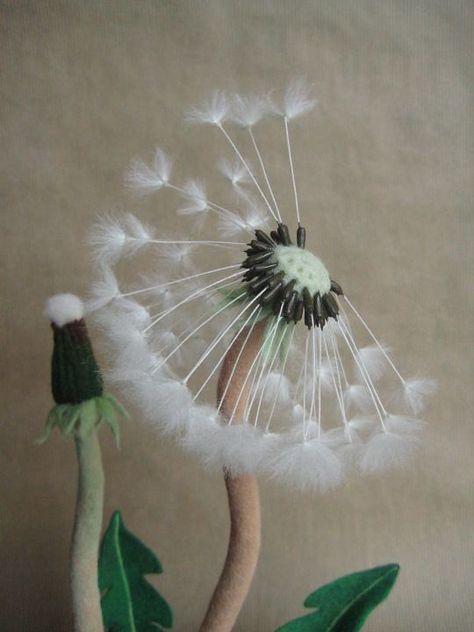 Needle-felted Felted Dandelion, Giant Dandelion, Tovad Ull, Needle Felting Diy, A Dandelion, Etsy Diy, Needle Felting Projects, Giant Flowers, Diy Home Decor Bedroom