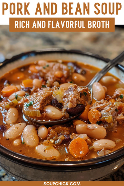 Pork And Bean Soup Beans And Pork Recipes, Pork And Bean Soup Recipes, Pork And Beans Soup, Pork And Bean Stew, Pork And Beans Recipe Homemade, Hamburger Bean Soup, Pork N Beans Recipe, Pork Bean Soup, Pork Loin Soup