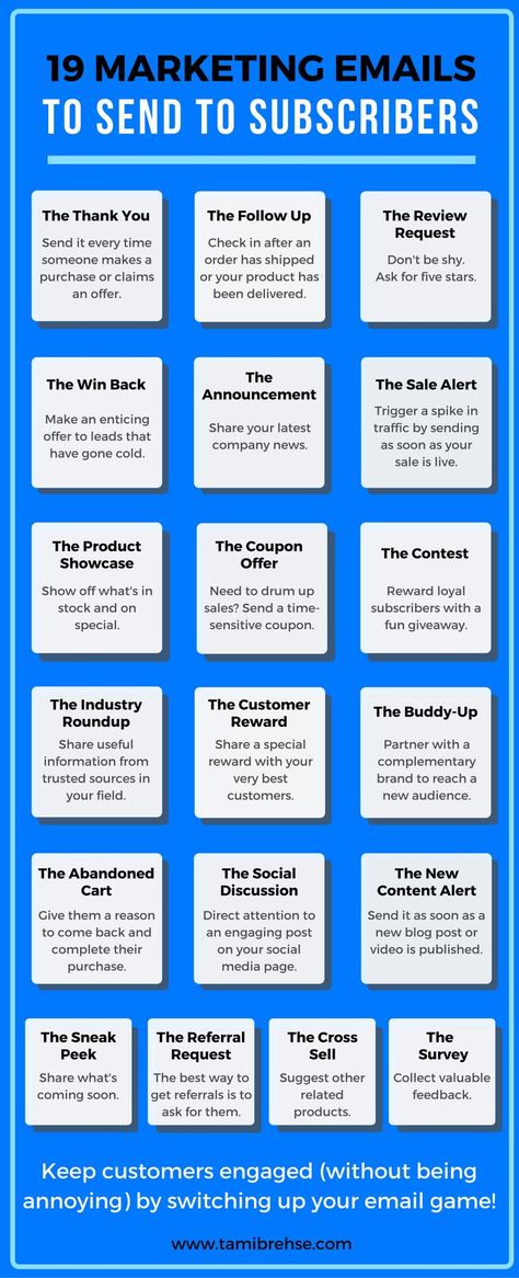 Write powerful emails that engage customers and promote sales for your business with these 19 email ideas! Email Marketing Calendar, Types Of Marketing, Follow Up Email, Email Ideas, Email Marketing Design, Email Marketing Campaign, Business Emails, Marketing Branding, Email Marketing Strategy