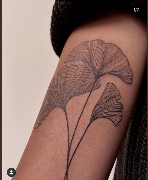 Ginkgo Leaf Tattoo, Art Nouveau Tattoo, Green Tattoos, Nouveau Tattoo, Leaf Tattoo, Plant Tattoo, Botanical Tattoo, Small Hand Tattoos, Line Work Tattoo