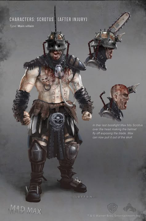 Scrotus concepts, Kristofer "Loffan" Labedzki on ArtStation at https://www.artstation.com/artwork/KlRbG Mad Max Game, Apocalypse Vehicle, Mad Max Costume, Octopus Man, Max Costume, Mad Max 2, Iron Forge, Immortan Joe, Far Cry Primal