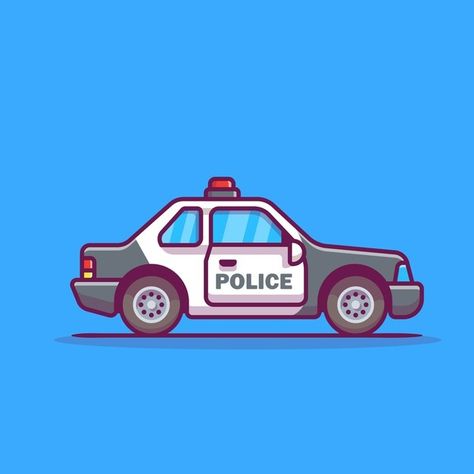 Police car cartoon icon illustration. | Premium Vector #Freepik #vector #city #light #cartoon #road Police Car Cartoon, Red Traffic Light, Hatchback Cars, Sedan Cars, Marketing Poster, City Silhouette, Vector Icons Illustration, Cross Roads, City Illustration