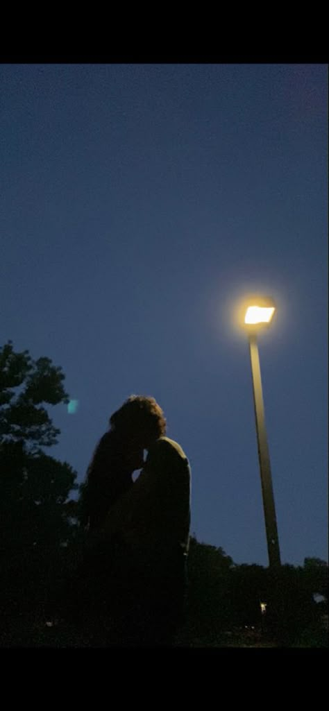 sky, night, couple, aesthetic, vibes, silhouette, street light Couple Playground Night, Night Lovers Aesthetic, Cute Dark Couple Aesthetic, Couple Photo Night Time, Couple In Park At Night, Couple Under Street Light, Midnight Walk Aesthetic Couple, Night Couple Pic, People Hugging Aesthetic