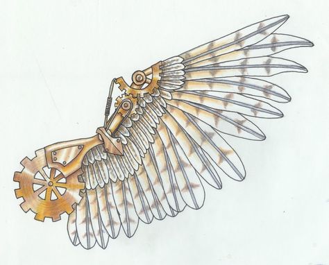 Steampunk Angel Wings, Steampunk Wings Art, Mechanical Wings Steampunk, Mechanical Angel Wings, Mechanical Wings Tattoo, Mechanical Wings Concept Art, Steampunk Wings Tattoo, Mech Wings, Steampunk Sketch