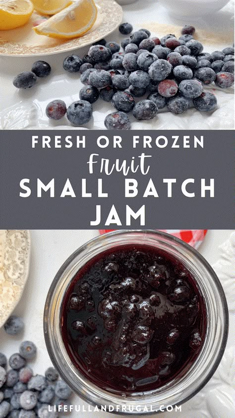 Jam Using Frozen Fruit, Jam Recipes Using Frozen Fruit, Jam With Frozen Fruit, Jam Recipes From Frozen Fruit, Frozen Fruit Jam, Frozen Berry Jam Recipe, Small Batch Preserves, Small Batch Blueberry Jam, Jam From Frozen Fruit