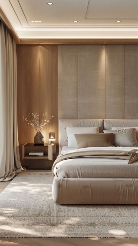 Japandi Luxury Bedroom, Japandi Minimalist Bedroom, Neutral Master Bedrooms Decor, Elegant Master Bedrooms Decor Modern, Bedroom Ideas Neutral Colors, Neutral Primary Bedroom, Minimalistic Bedroom Ideas, Bright Bedroom Ideas, Color Schemes Bedroom