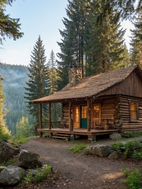 Log Cabin In Woods, Cabin In Woods, Woods Photos, Lakefront Cabin, Woodland Cabin, Bear Island, French Country Rustic, Small Log Cabin, Rustic Cabins