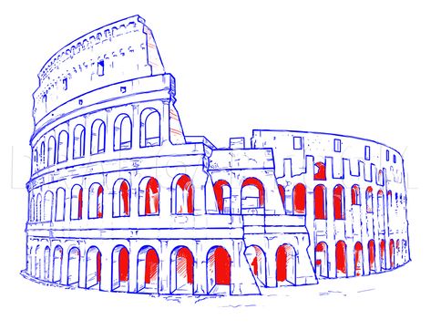 Roman Drawings, Roman Amphitheatre, Airplane Cake, Architecture Drawing Sketchbooks, Creative School Project Ideas, Perspective Drawing Architecture, Perspective Drawing Lessons, Drawing Step By Step, Rainbow Painting