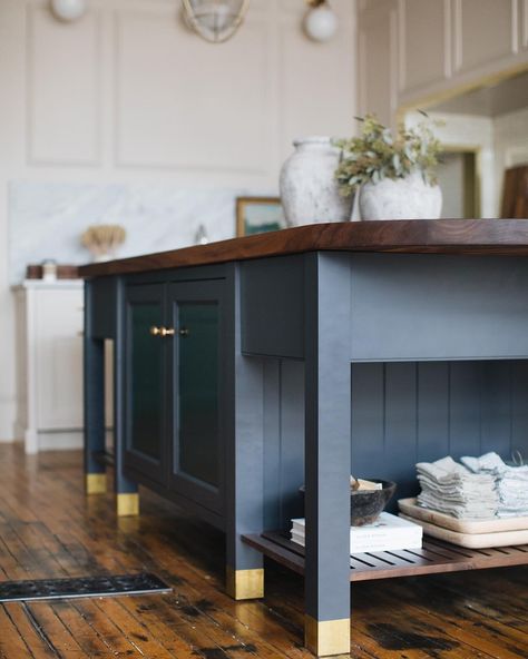 Jean Stoffer on Instagram: “The island is a crucial component of the kitchen. And one of my favorite elements to design. It needs to work hard and look awesome because…” Jean Stoffer Design, Stoffer Home, Jean Stoffer, Blue Kitchen Cabinets, Cabinet Wood, Blue Kitchens, Custom Cabinetry, Buying Furniture, Wood Cabinets